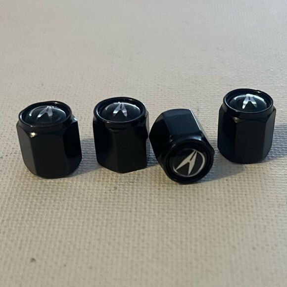 Acura Logo valve Stem caps in Black set of 4 NWT - Picture 2 of 4
